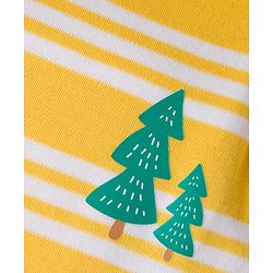 Babyhug 100% Cotton Interlock Knit Full Sleeves Onesie with Stripes & Tree Print - Yellow