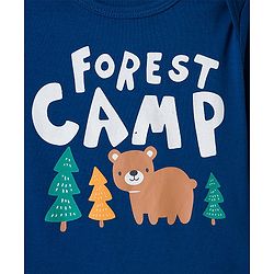 Babyhug 100% Cotton Interlock Knit Full Sleeves Onesie with Bear Print - Navy Blue
