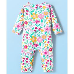 Babyhug 100% Cotton Interlock Knit Full Sleeves Front Open Romper Pack of 2 - Dark Pink & White