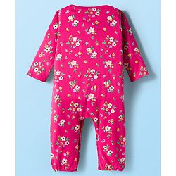 Babyhug 100% Cotton Interlock Knit Full Sleeves Front Open Romper Pack of 2 - Dark Pink & White