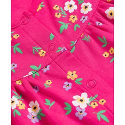 Babyhug 100% Cotton Interlock Knit Full Sleeves Front Open Romper Pack of 2 - Dark Pink & White