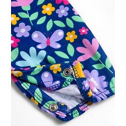 Babyhug 100% Cotton Knit Full Sleeves Floral & Polka Dot Printed Rompers Pack of 2 - Navy Blue & Pink