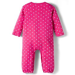 Babyhug 100% Cotton Knit Full Sleeves Floral & Polka Dot Printed Rompers Pack of 2 - Navy Blue & Pink