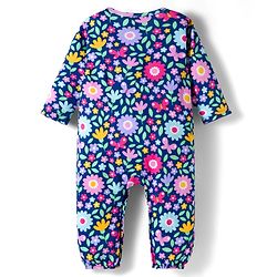 Babyhug 100% Cotton Knit Full Sleeves Floral & Polka Dot Printed Rompers Pack of 2 - Navy Blue & Pink