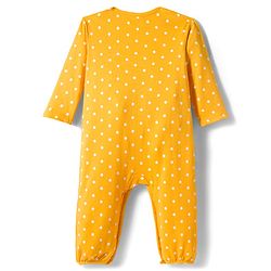 Babyhug 100% Cotton Interlock Knit Full Sleeves Rompers with Polka Dot & Floral Print Pack of 2 - Red & Yellow
