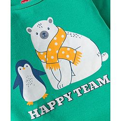 Babyhug 100% Cotton Interlock Knit Full Sleeves Onesie with Legging & Cap Mittens Booties Set with Stripes & Polar Bear Print - Light Green