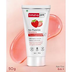 Babyhug Pro Strawberry Fluoride-Free Toothpaste with 100% Natural Ingredients, Xylitol & Calcium   50 g