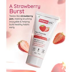 Babyhug Pro Strawberry Fluoride-Free Toothpaste with 100% Natural Ingredients, Xylitol & Calcium   50 g