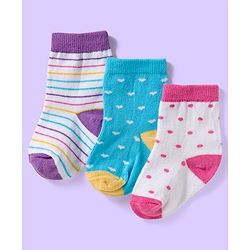 Cute Walk by Babyhug Ankle Length Antibacterial Socks With Stripes Pack Of 3 - Light Blue & White
