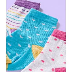 Cute Walk by Babyhug Ankle Length Antibacterial Socks With Stripes Pack Of 3 - Light Blue & White