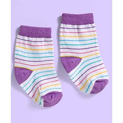 Cute Walk by Babyhug Ankle Length Antibacterial Socks With Stripes Pack Of 3 - Light Blue & White