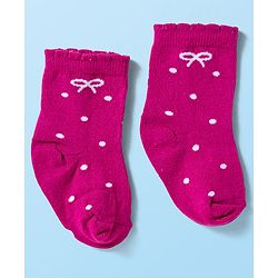 Cute Walk by Babyhug Ankle Length Antibacterial Socks With Stripes Pack Of 3 - Dark Pink & White
