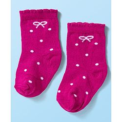 Cute Walk by Babyhug Ankle Length Antibacterial Socks With Stripes Pack Of 3 - Dark Pink & White