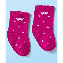 Cute Walk by Babyhug Ankle Length Antibacterial Socks With Stripes Pack Of 3 - Dark Pink & White