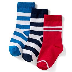 Cute Walk by Babyhug Knit Ankle Length Anti Bacterial Socks with Stripes Design Pack of 3 - Red White & Blue