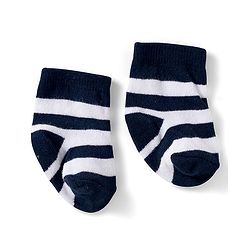 Cute Walk by Babyhug Knit Ankle Length Anti Bacterial Socks with Stripes Design Pack of 3 - Red White & Blue