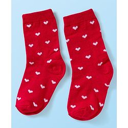 Cute Walk by Babyhug Knit Ankle Length Anti Bacterial Socks with Heart Design Pack of 3 - Red White & Navy Blue