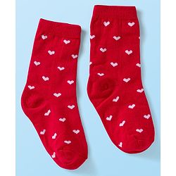 Cute Walk by Babyhug Knit Ankle Length Anti Bacterial Socks with Heart Design Pack of 3 - Red White & Navy Blue