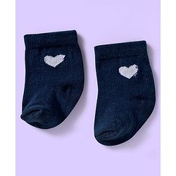 Cute Walk by Babyhug Knit Ankle Length Anti Bacterial Socks with Heart Design Pack of 3 - Red White & Navy Blue
