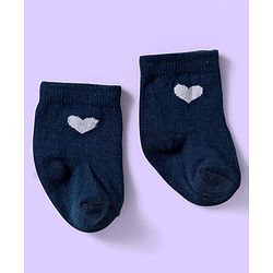 Cute Walk by Babyhug Knit Ankle Length Anti Bacterial Socks with Heart Design Pack of 3 - Red White & Navy Blue
