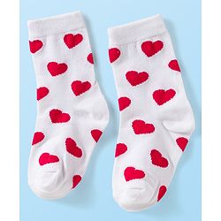 Cute Walk by Babyhug Knit Ankle Length Anti Bacterial Socks with Heart Design Pack of 3 - Red White & Navy Blue