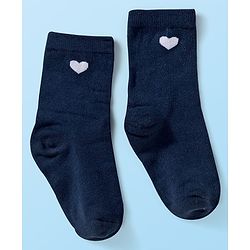 Cute Walk by Babyhug Knit Ankle Length Anti Bacterial Socks with Heart Design Pack of 3 - Red White & Navy Blue