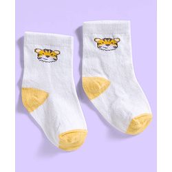 Cute Walk by Babyhug Ankle Length Antibacterial Socks With Stripes & Cat Print Pack Of 3 - Light Blue & White