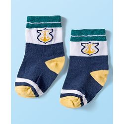 Cute Walk by Babyhug Ankle Length Antibacterial Socks With Stripes Pack Of 3 - Navy Blue & White