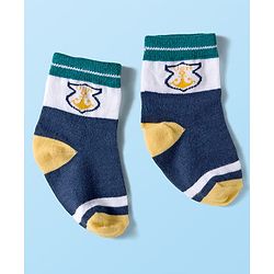 Cute Walk by Babyhug Ankle Length Antibacterial Socks With Stripes Pack Of 3 - Navy Blue & White
