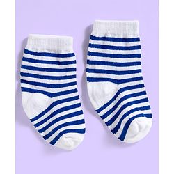 Cute Walk by Babyhug Ankle Length Antibacterial Socks With Stripes Pack Of 3 - White