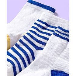 Cute Walk by Babyhug Ankle Length Antibacterial Socks With Stripes Pack Of 3 - White