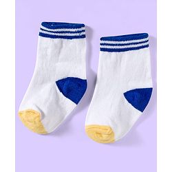 Cute Walk by Babyhug Ankle Length Antibacterial Socks With Stripes Pack Of 3 - White