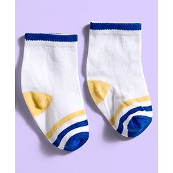 Cute Walk by Babyhug Ankle Length Antibacterial Socks With Stripes Pack Of 3 - White