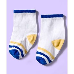 Cute Walk by Babyhug Ankle Length Antibacterial Socks With Stripes Pack Of 3 - White
