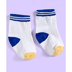 Cute Walk by Babyhug Ankle Length Antibacterial Socks With Stripes Pack Of 3 - White
