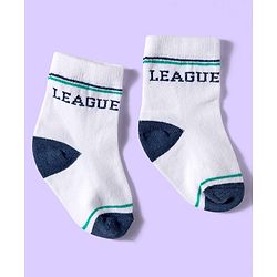 Cute Walk by Babyhug Ankle Length Antibacterial Socks With Stripes Pack Of 3 - White & Aqua