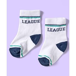 Cute Walk by Babyhug Ankle Length Antibacterial Socks With Stripes Pack Of 3 - White & Aqua