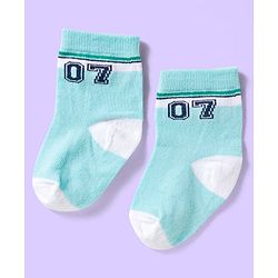 Cute Walk by Babyhug Ankle Length Antibacterial Socks With Stripes Pack Of 3 - White & Aqua