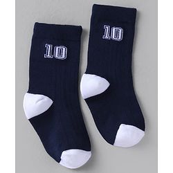 Cute Walk by Babyhug Knit Ankle Length Anti Bacterial Socks with Stripes Design Pack of 3 - White & Navy Blue