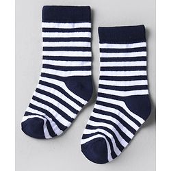 Cute Walk by Babyhug Knit Ankle Length Anti Bacterial Socks with Stripes Design Pack of 3 - White & Navy Blue
