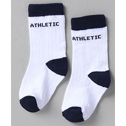 Cute Walk by Babyhug Knit Ankle Length Anti Bacterial Socks with Stripes Design Pack of 3 - White & Navy Blue