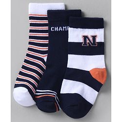 Cute Walk by Babyhug Knit Ankle Length Anti-Bacterical Socks With Stripes & Text Design Pack of 3 - Multicolor