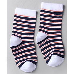 Cute Walk by Babyhug Knit Ankle Length Anti-Bacterical Socks With Stripes & Text Design Pack of 3 - Multicolor