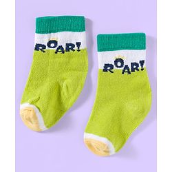Cute Walk by Babyhug Ankle Length Antibacterial Socks With Stripes Pack Of 3 - Light Green & White
