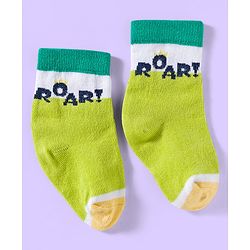 Cute Walk by Babyhug Ankle Length Antibacterial Socks With Stripes Pack Of 3 - Light Green & White