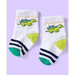 Cute Walk by Babyhug Ankle Length Antibacterial Socks With Stripes Pack Of 3 - Light Green & White