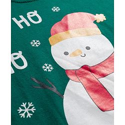 Babyhug Cotton Knit Full Sleeves Night Suit With Penguin Print - Green