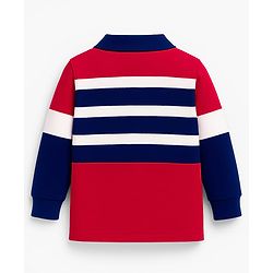 Babyhug Single Jersey Knit Striped Polo T-Shirt & Denim Jeans Set - Multicolor