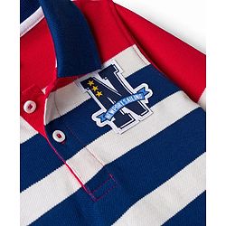 Babyhug Single Jersey Knit Striped Polo T-Shirt & Denim Jeans Set - Multicolor