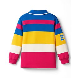 Babyhug Single Jersey Knit Striped Polo T-Shirt & Denim Jeans Set - Multicolor